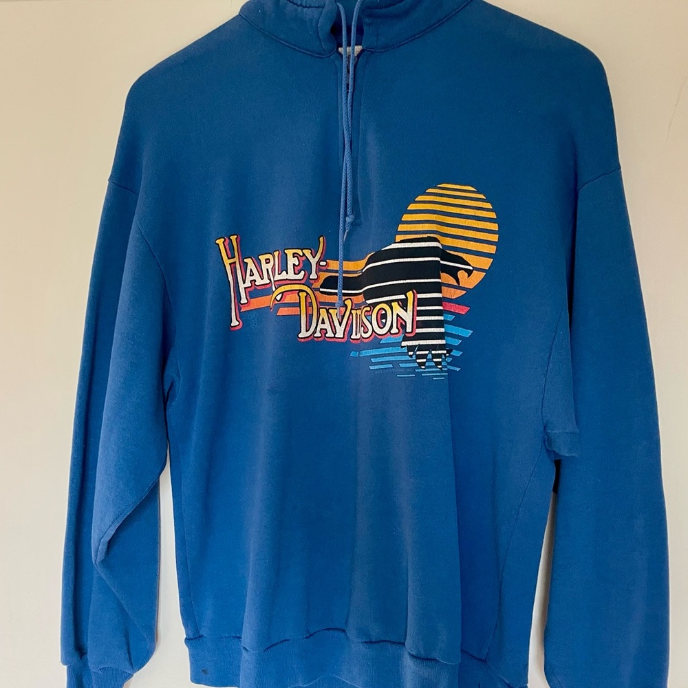 Vintage Harley-Davidson Blue Men's Sweater